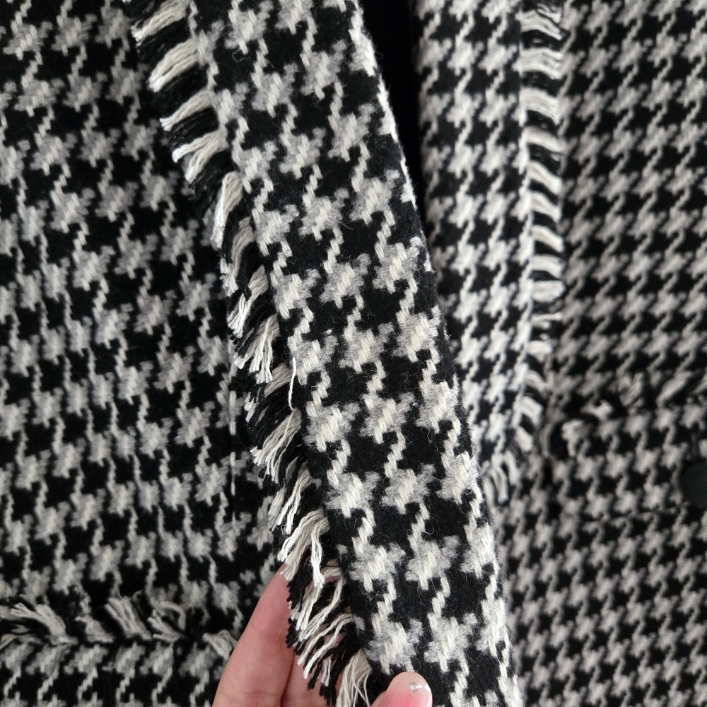 EXPRESS Blazer Coat Houndstooth Black and White - Picture 5 of 13